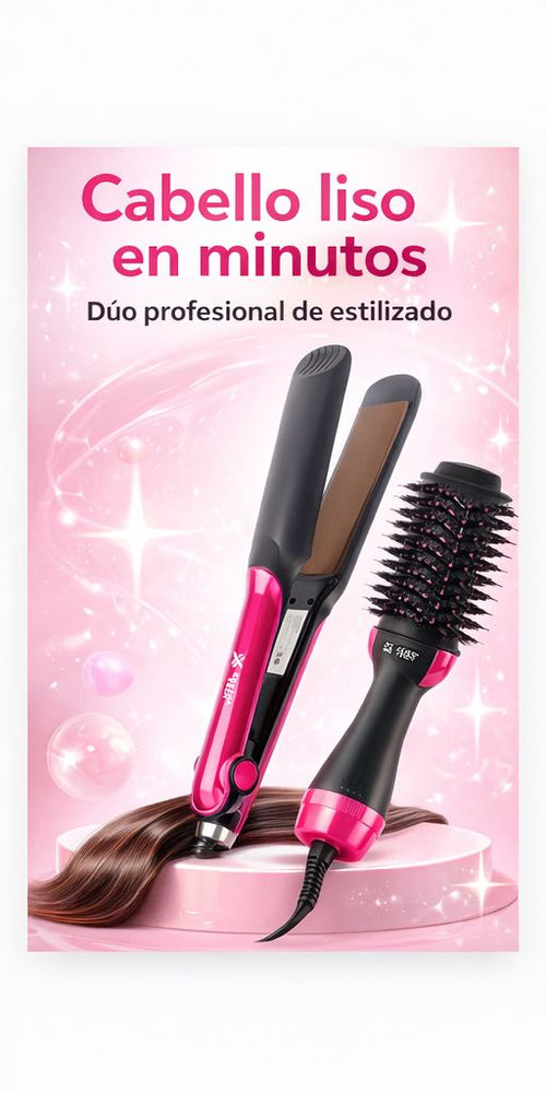Dúo Profesional de Alisado – Plancha + Cepillo Secador